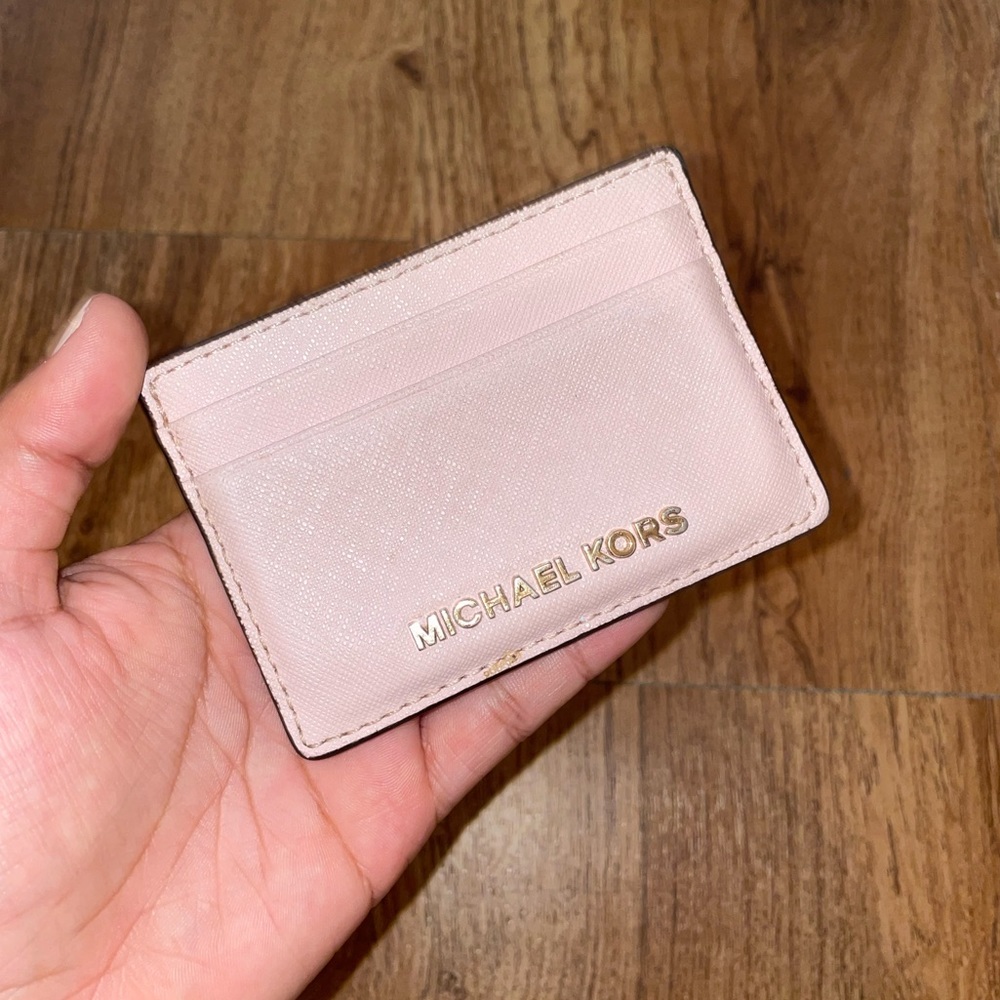 MICHAEL Michael Kors Blush Pink Card Case with Gold Logo